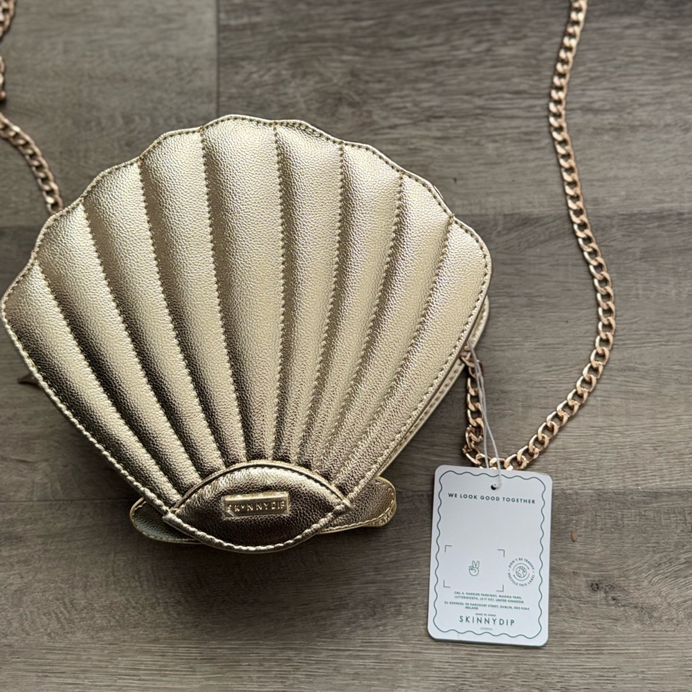 Metallic gold Skinny Dip Little Mermaid Shell Purse